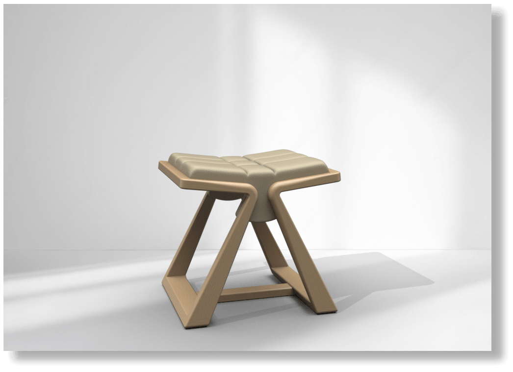 NOHO Stool, Sand upholstery on Light Oak